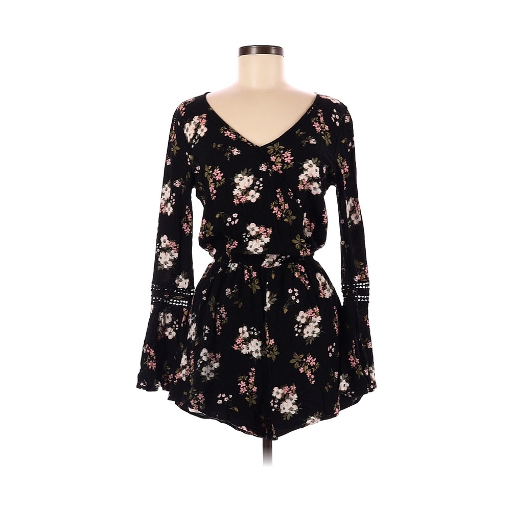 HOLLISTER black Floral Romper